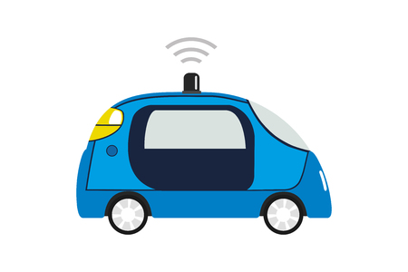 autonomous car,self driving auto,isolated on white background,flat vector illustrationのイラスト素材