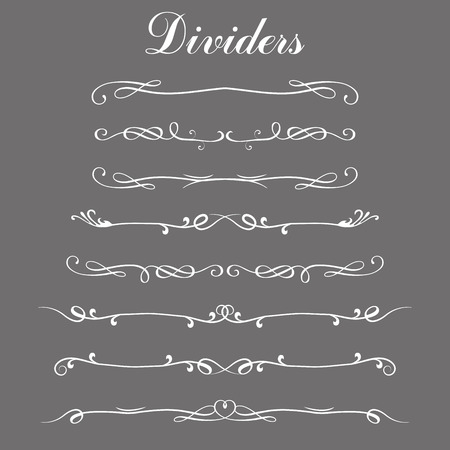 Set of dividers,border lines or divider lines on dark background,vector illustrationのイラスト素材