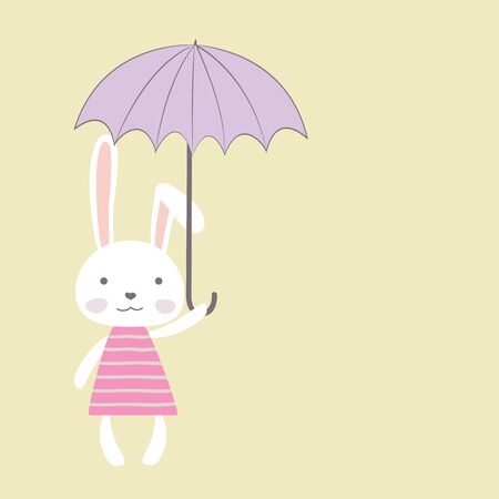 Cute bunny girl with umbrella,place for textのイラスト素材