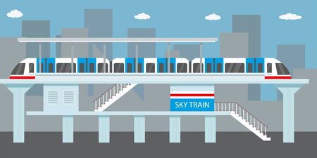Subway or skytrain station,city metro,flat vector illustration