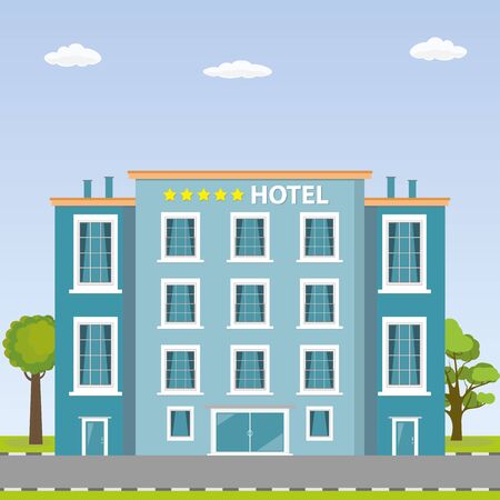 Hotel building,flat vectorのイラスト素材