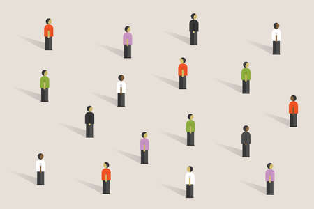 Different people stand, business teamwork, population research of society, simple trendy style...