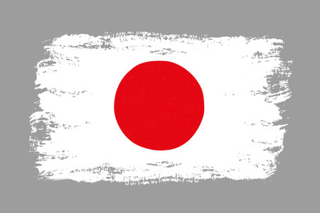 Japan flag, hand drawn brush style, vector illustrationのイラスト素材