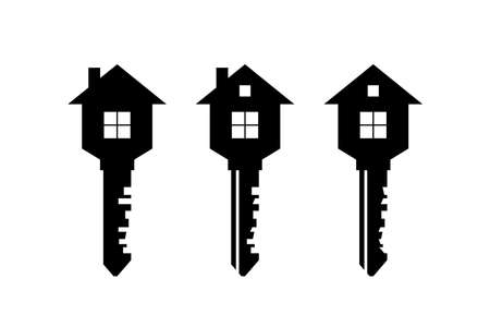Key silhouette, Set of real estate logo or icons, flat vector illustrationのイラスト素材