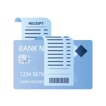 Receipt paper and credit card, cashless payment concept, trendy style vector illustrationのイラスト素材