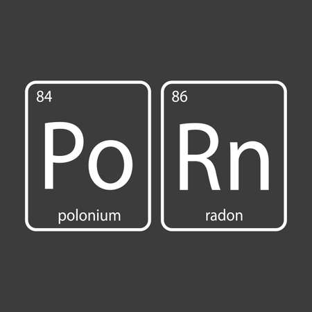 The chemical elements of the periodic table, funny phrase-PoRn on dark background. Fun banner for print or web. Vector illustration.のイラスト素材