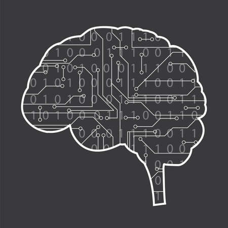 Human brain with numbers and neural connections. Intelligence concept background. Stock vector...