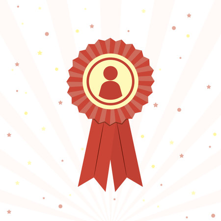 Employee of the month. Talent award, red medal. Loyalty program, first place winner. Reward for good...