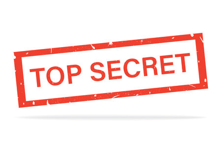 Top secret, stamp template. Grunge style design. Red and white label isolated on white background. Flat vector illustrationのイラスト素材