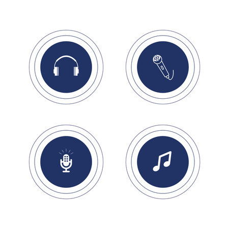 Set of music or voice icons. Signs in trendy blue style. Multimedia pictograms isolated on white background. Flat vector illustrationのイラスト素材
