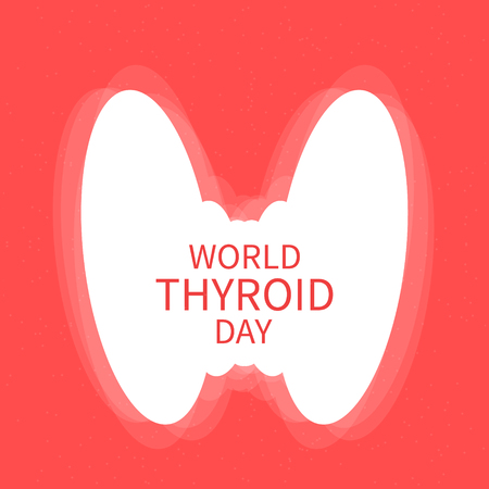 World Thyroid Day poster with white silhouette of thyroid gland. Thyroid solidarity day. Vector illustration.のイラスト素材