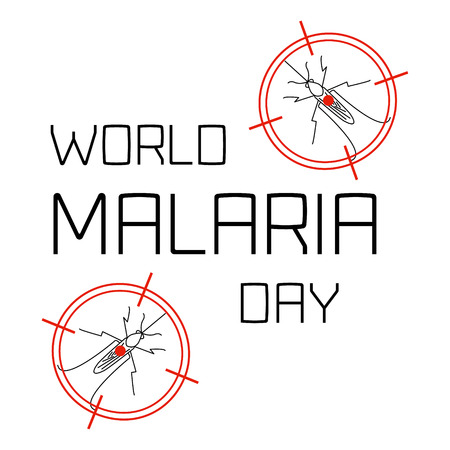 World Malaria Day concept with mosquitoes in targets. Mosquito on red target. Mosquito warning. Malaria awareness sign. Malaria transmission.  Malaria solidarity day. Vector illustration.のイラスト素材