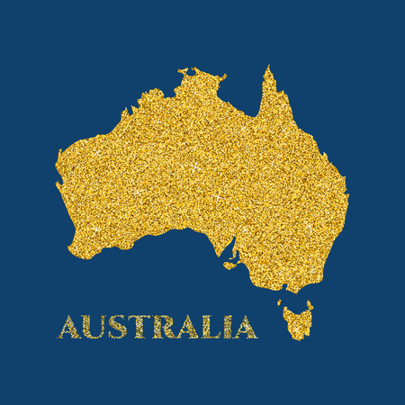 Australian map silhouette with gold glitter texture. Vector illustration for your design.のイラスト素材