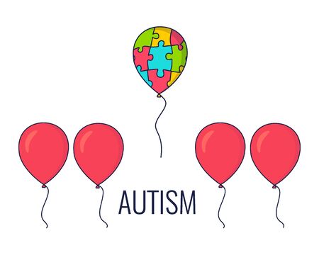 Autism awareness balloon poster Vector illustration.のイラスト素材