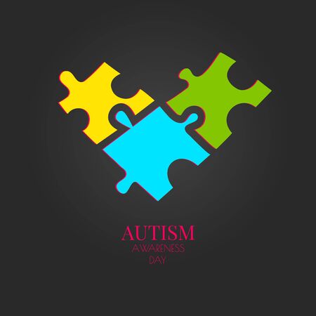 Autism puzzle heart posterのイラスト素材