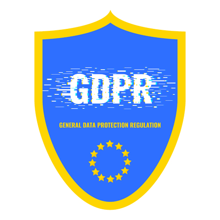 GDPR glitch shield poster illustration.のイラスト素材