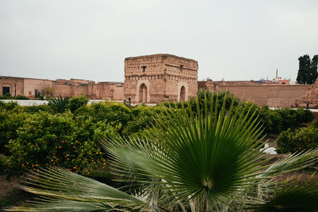 Panorama of El Badi royal palace in Marrakechの写真素材