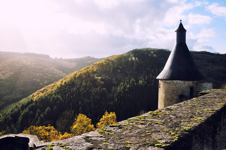 Ruins of the Bourscheid Castle in Luxembourgのeditorial素材