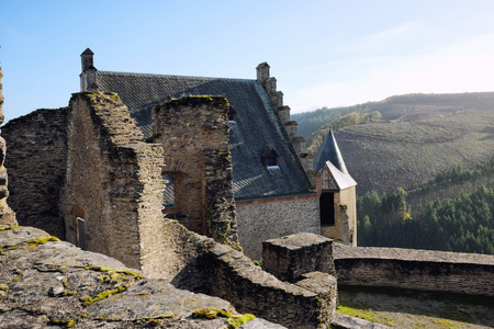 Ruins of the Bourscheid Castle in Luxembourgのeditorial素材