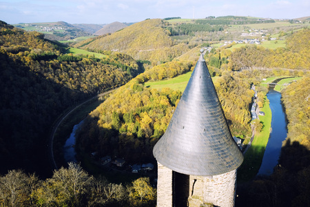 Ruins of the Bourscheid Castle in Luxembourgのeditorial素材