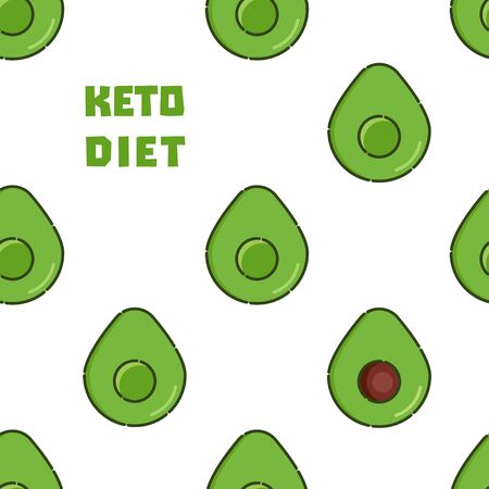 Ketogenic diet poster of avocado in patternのイラスト素材