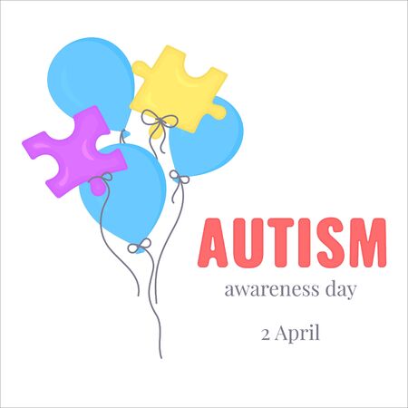 Autism awareness poster of puzzle pieces balloonsのイラスト素材