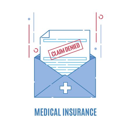 Medical insurance claim form with a rejection stampのイラスト素材