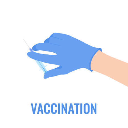 Vaccine shot in the hand of a doctorのイラスト素材