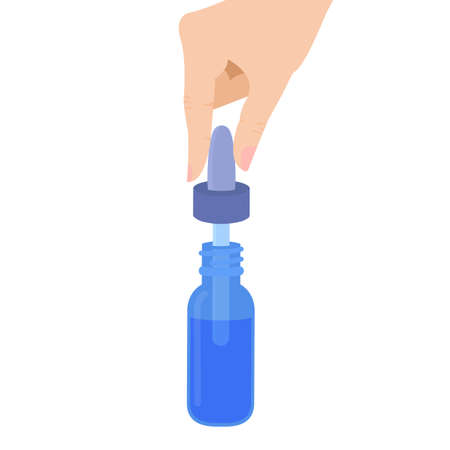 Hand with cbd oil pipette for medical treatmentのイラスト素材