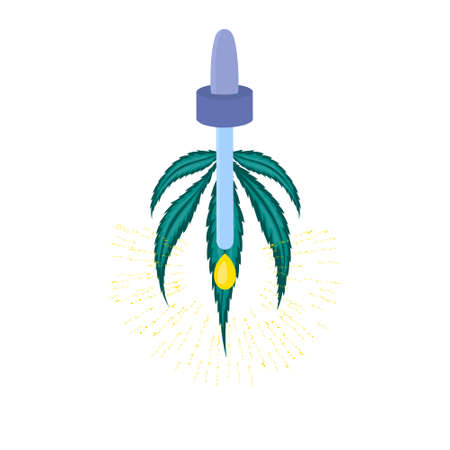 Cbd oil pipette dropper against cannabis plantのイラスト素材