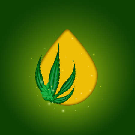 Cbd oil drop poster with cannabis plant leafのイラスト素材