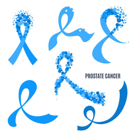 Prostate cancer awareness blue ribbon collection setのイラスト素材