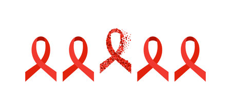 World AIDS Day awareness red ribbon posterのイラスト素材