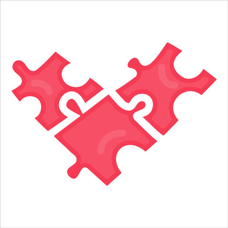 Saint Valentine day card with jigsaw puzzle pieces heart. Romantic relationship symbol. Charity and donation concept. Vector illustration.のイラスト素材