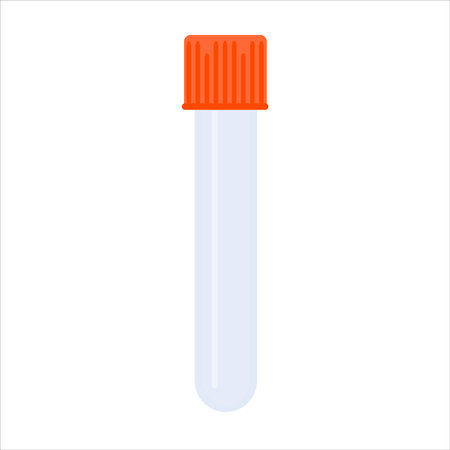 Empty laboratory test tube for blood collection or laboratory research. Scientific and medical concept. Vector illustration.のイラスト素材