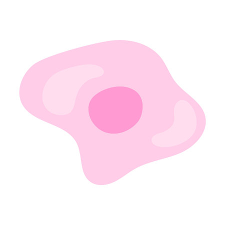 Human stem cell icon. Nucleus and membrane tissue under microscope. Medical design illustration.のイラスト素材