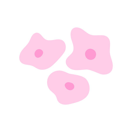 Human stem cell cluster icon. Nucleus and membrane tissue under microscope. Medical design illustration.のイラスト素材