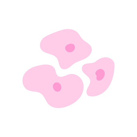 Human stem cell cluster icon. Nucleus and membrane tissue under microscope. Medical design illustration.のイラスト素材