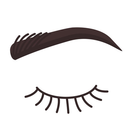 Human eye icon. Closed eye with eyelashes and an eyebrow. Relaxation of eyesight fatigue and strain. Nap time symbol. Healthcare and ophthalmology concept. Line vector illustration.のイラスト素材
