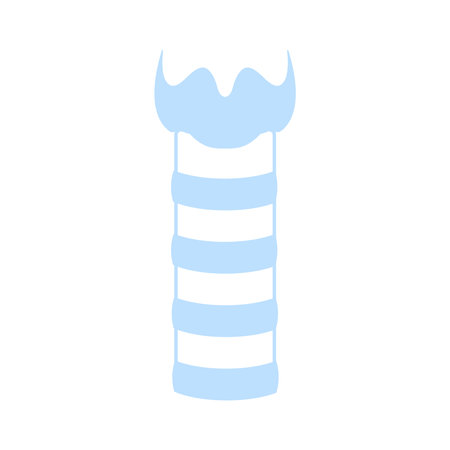 Human trachea icon. Tracheal tube anatomy and function. Tracheitis and stenosis disorder. Esophagus and upper respiratory tract. Medical diagram. Isolated flat vector illustration.のイラスト素材