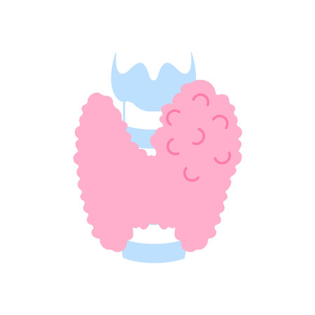 Enlarged thyroid gland lobes icon. Thyroid hormones function disorder. Endocrine system imbalance....