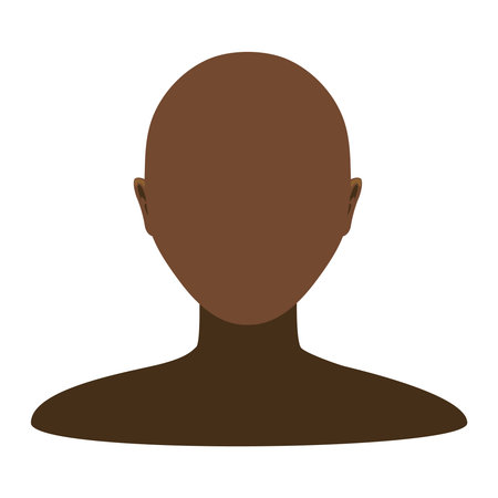 Abstract faceless black female portrait icon. Beauty concept. Anonymous identity. Gender neutral. Mysterios person in minimalist style. Isolated flat vector illustration.のイラスト素材
