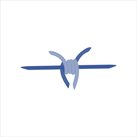 Barbed wire fence border frame illustration. Sharp thorns of barbwire barrier zone. Protection and security concept. Vector illustration.のイラスト素材