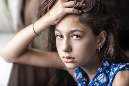 portrait of teen girl that is depressedの写真素材
