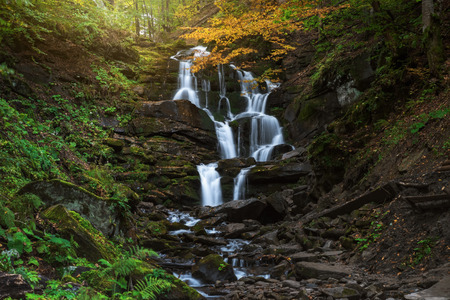 Ukraine. Zakarpattia. Autumn Waterfall Shipot