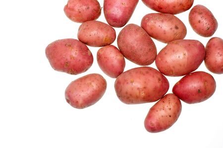 Washed red potatoes isolated on white backgroundの写真素材
