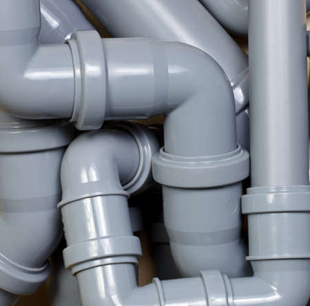 Grey PVC sewer pipes  backgroundの写真素材