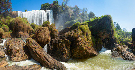 Panoramic shot of Elephant waterfall near Dalat city in Vietnamの写真素材