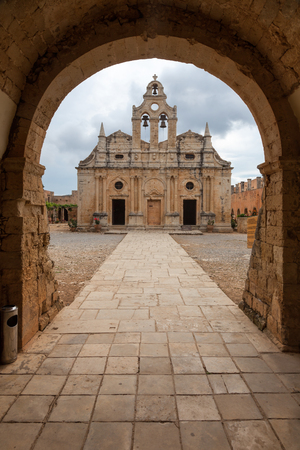 16th century venetian baroque catholicon (church) in Arkadi Monastery Crete Greeceのeditorial素材