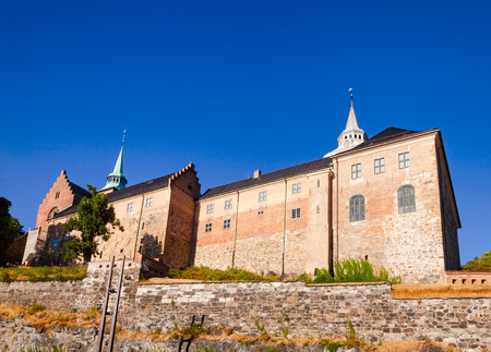 Medieval Akershus Castle and Fortress, former royal residence in central Oslo, Norway, Scandanaviaの写真素材